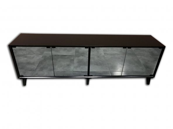 TV Sehpa 13722 ST Modern Konik Ayna Parlak Gri modern Kayın etro ayak 160 Elyapı