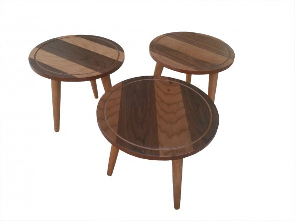 Orta Sehpa Zigon 13707 PAPATYA Ceviz Kaplam Kayın Retro Ayak Mdf tabla El yapım - 2