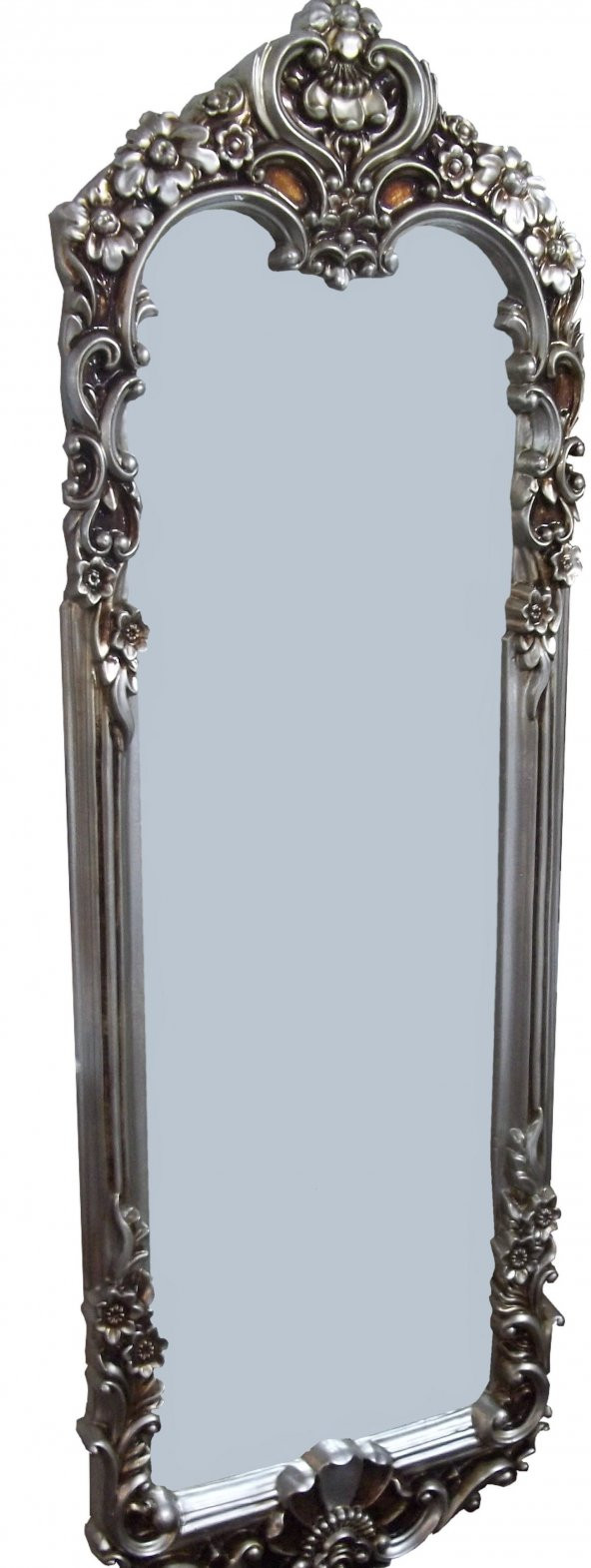 Ayna 13708 Boy OVAL POLYESTER Döküm Oyma Parlak GRİ ESKİTME Boya Nature El Yapım - 5