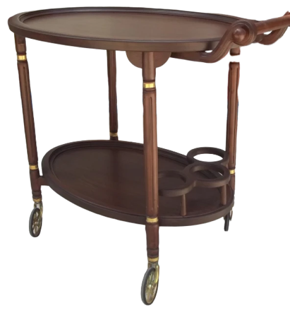 Servis Araba 13712 TEKER Küçük Model Kayın torna Ayak Natüre Ceviz Boya El yapım - Resim 2