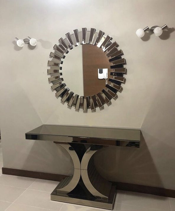 Dresuar 13685 GÜNEŞ SANEL Model Kayın Torna Cam Ayna Kaplam Yuvarlak ayna El yapı - 2