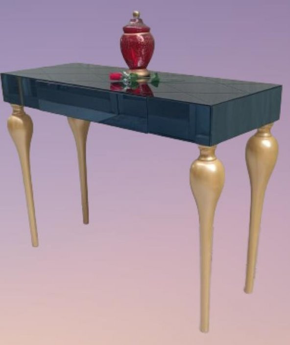 Dresuar 13672 TOMBUL Kayın ayak Model MDF tabla  gold Füme cam Kaplama El Yapım - 8