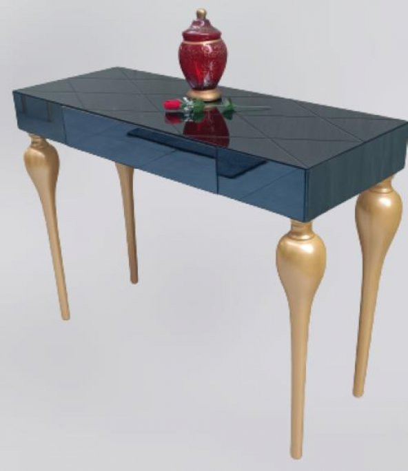Dresuar 13672 TOMBUL Kayın ayak Model MDF tabla  gold Füme cam Kaplama El Yapım - 9