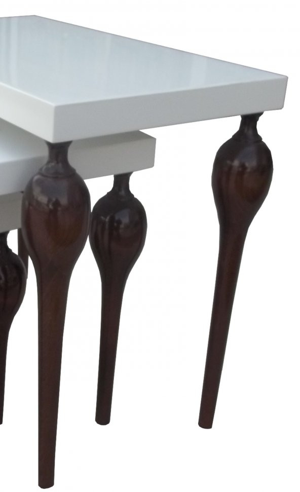 Zigon ILGZ-13673 Tombul Model sehpa Kayın ayak kaplama Parlak beyaz-Ceviz uyum - 3