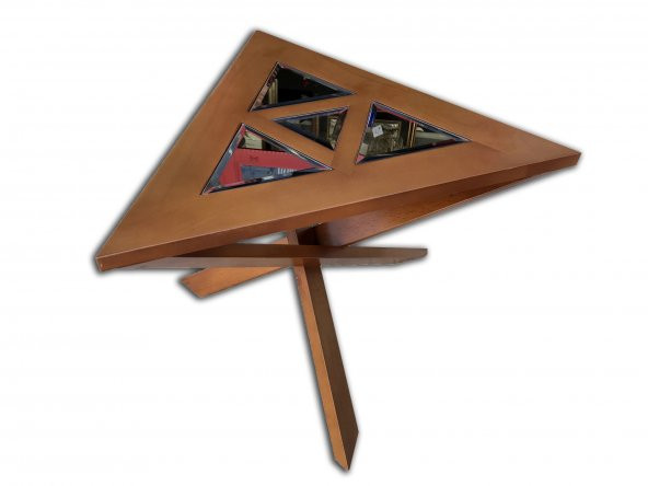 Orta Sehpa-Zigon 13668 Yonca Model Geometrik Ceviz Kayın Retro Mdf tabla El Yapım - 3