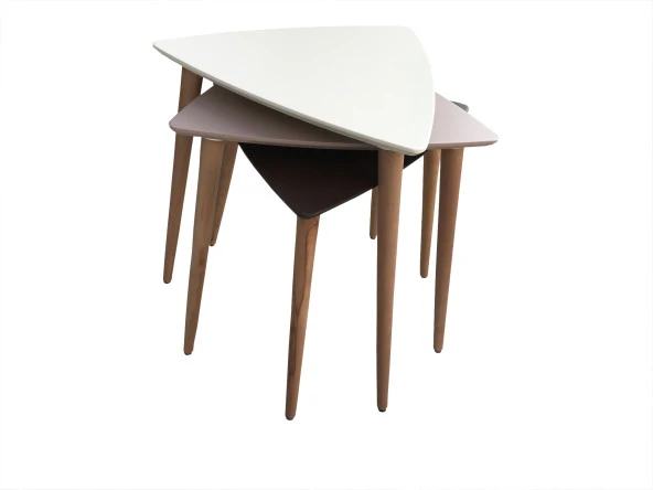 Zigon Sehpa 13667 Ahşap Kayın Retro Ayak Model Tabla Beyaz-Mor Siyah El yapım - Resim 3