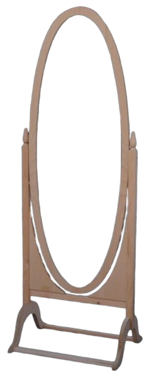 Ayna 13619 Ayaklı Boy Oval Ahşap Kayın Ve MDF Natüre HAM ürün Kutu sevk El Yapım - 3