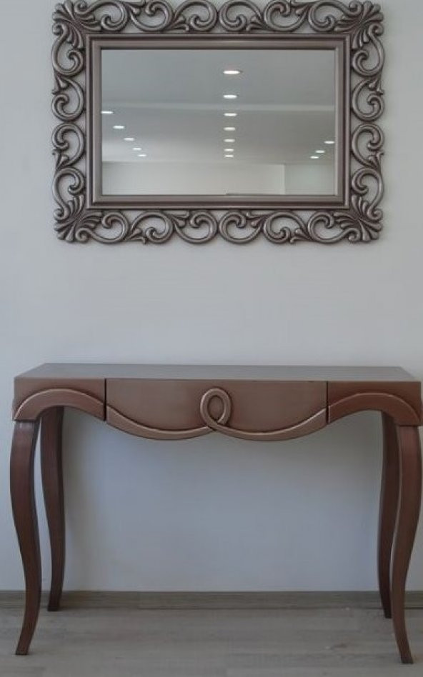 Dresuar 13507 AVANGART ASLAN Kayın eskitme GRİ ayak MDF tabla CNC nakış Çerçeve - 2