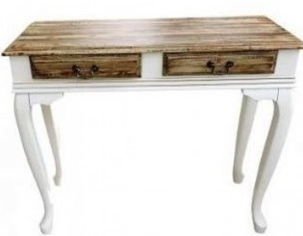 Dresuar 13506 2ÇEKMC Kayın Beyaz Aslan Ayak Ladin Kaplama Ceviz Natüre Tabla