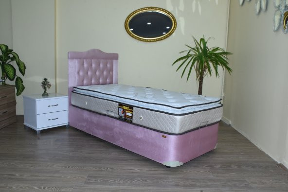 Baza Yatak Başlık 13538 Taytüy Pembe Kapitone Başlık Ort Pedli Yatak 100*200 - 2