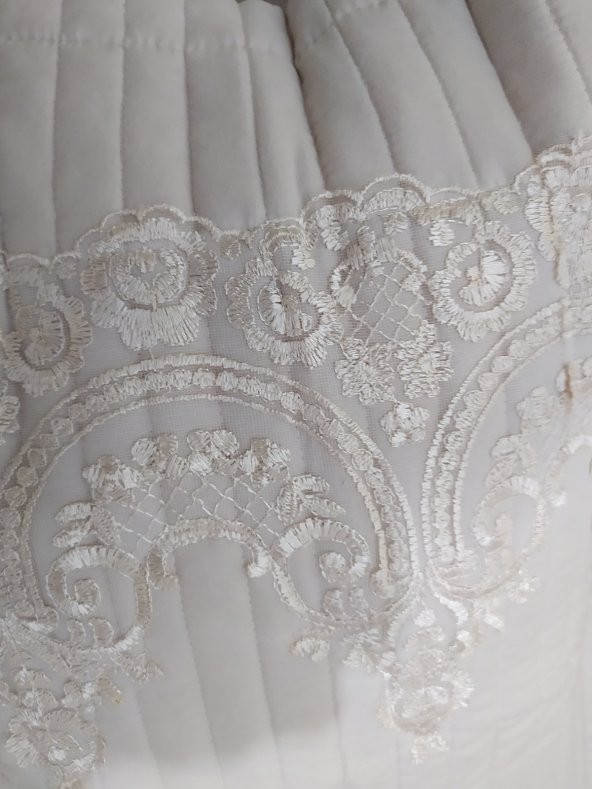 Yatak Örtüsü 13546 Zümrüt Tek Kişilik Dantelli Toz Pembe %80 Pamuk El Yapım - 3