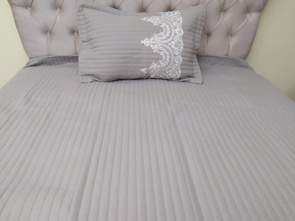 Yatak Örtüsü 13542 Zümrüt TEK Kişilik Dantelli AÇIK KAHVE %80 Pamuk El Yapım