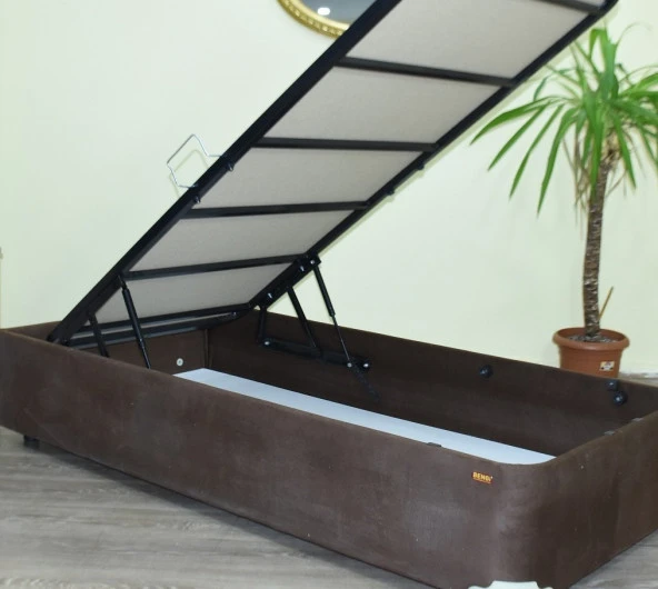 Baza TAY TÜY 13425 model Kumaş KAHVERENGİ  Metal Fırın Boya 90*190 El Yapım