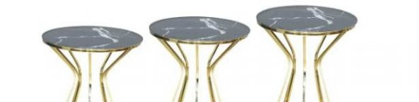 Brc Zigon13387 Cadde Model Metal Gold renk kaplam Siyah mermer Temper cam El yapı - 3