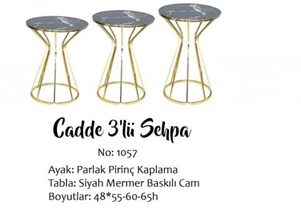 Brc Zigon13387 Cadde Model Metal Gold renk kaplam Siyah mermer Temper cam El yapı