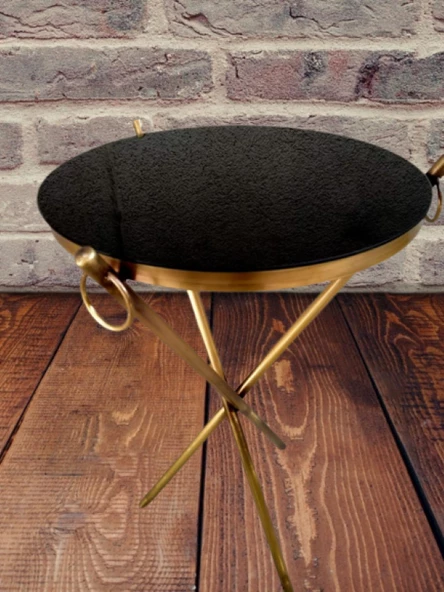 Brc zigon 13246 Küpe Sehpa Metal Bakır Eskitme Gold renk ayak Kırılmaz cam tabla - 5