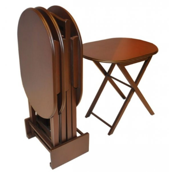 Çanta Zigon 13269 Sehpa Model Oval Ahşap MDF Torna Parlak Ceviz kutu sevk El Yapı - 3