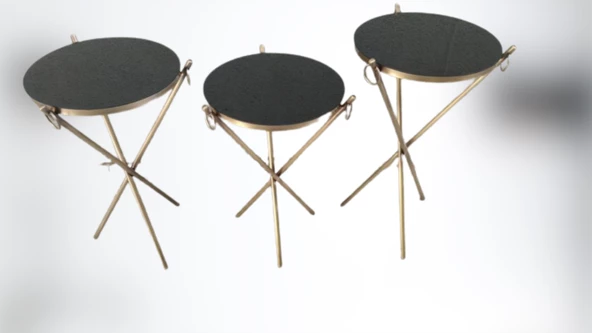 Brc zigon 13246 Küpe Sehpa Metal Bakır Eskitme Gold renk ayak Kırılmaz cam tabla - 4