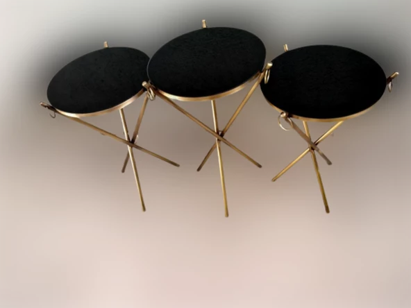 Brc zigon 13246 Küpe Sehpa Metal Bakır Eskitme Gold renk ayak Kırılmaz cam tabla - 6