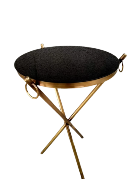 Brc zigon 13246 Küpe Sehpa Metal Bakır Eskitme Gold renk ayak Kırılmaz cam tabla - 2