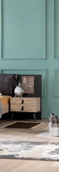 Takım Urlu 13990 RODİSOHO Model ANTRASİT Beyaz Kitaplık Masa Karyola komod Dolap Koltuk - 2