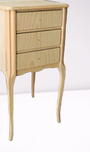Komodin 12977 Aslan Ayak Klasik Model HAM 3 Çekmece  Ahşap Kayın ayak El Yapım - Resim 5