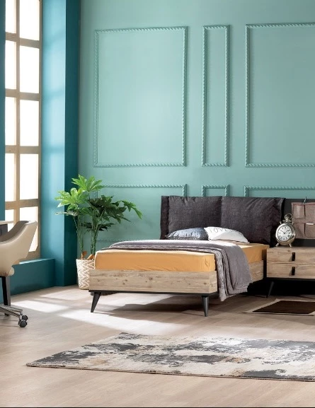 Takım Urlu 13990 RODİSOHO Model ANTRASİT Beyaz Kitaplık Masa Karyola komod Dolap Koltuk - 3