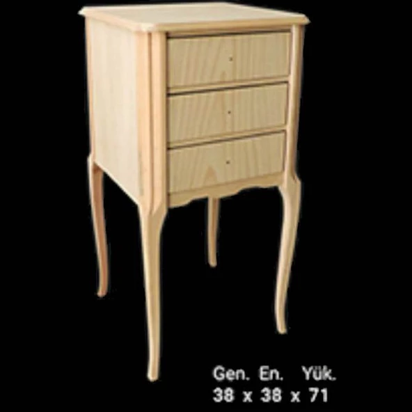 Komodin 12977 Aslan Ayak Klasik Model HAM 3 Çekmece  Ahşap Kayın ayak El Yapım - Resim 4