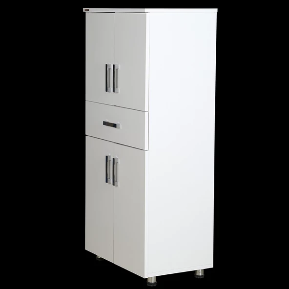 Çok Amaçlı 12949 Dolap Model 130 Hard Parlak BEYAZ Suntalem 4 Raf 1 Çekm El Yapım - 4