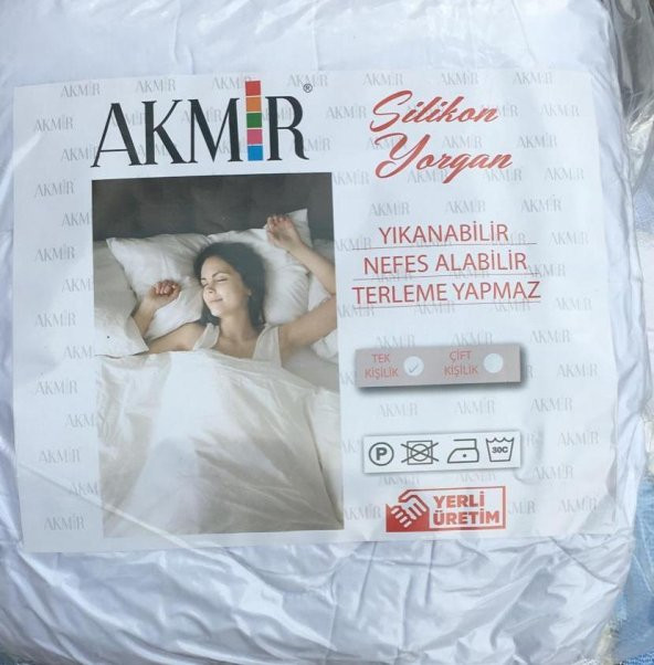 Yorgan 12959 Silikon akmr TEK Kişi Model Beyaz Pamuk Kumaş silikon Dolgu El Yapım - 2