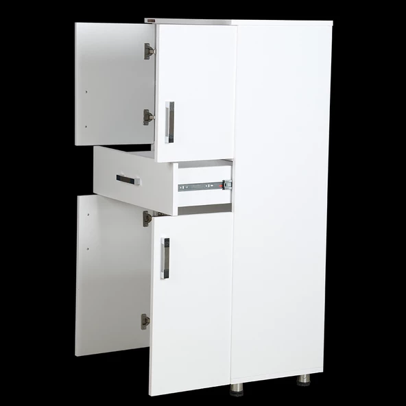 Çok Amaçlı 12949 Dolap Model 130 Hard Parlak BEYAZ Suntalem 4 Raf 1 Çekm El Yapım - 3