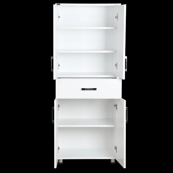 Çok Amaçlı 12940 Dolap Model Hard Parlak BEYAZ Suntalem 4Raf 1Çekm 180 El Yapım - 2