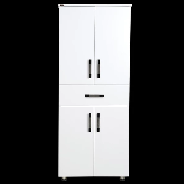 Çok Amaçlı 12940 Dolap Model Hard Parlak BEYAZ Suntalem 4Raf 1Çekm 180 El Yapım