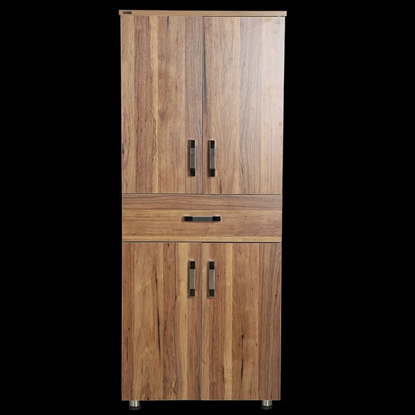 Çok Amaçlı 12938 Dolap Hard Model Parlak CEVİZ Suntalem 5 Raf 1Çekm 180 El Yapım