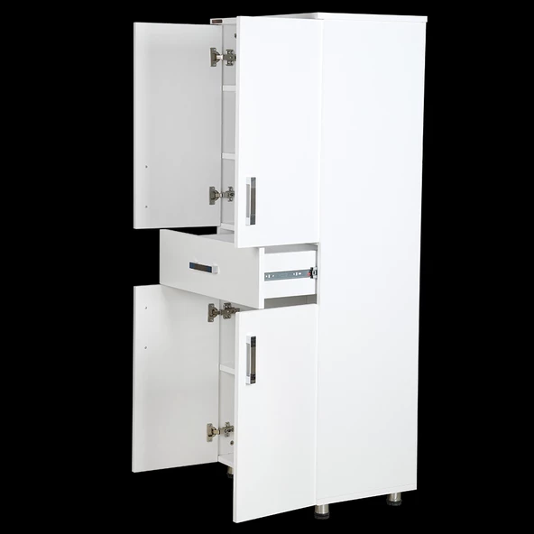 Çok Amaçlı 12940 Dolap Model Hard Parlak BEYAZ Suntalem 4Raf 1Çekm 180 El Yapım - 3