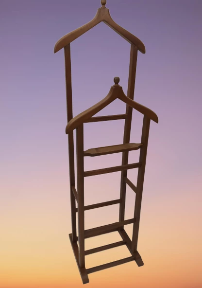 Dilsiz Uşak 12928 Çİft TEPE MODEL Parlak Ceviz Askılık Ahşap Kayın Torna El Yapım - 2