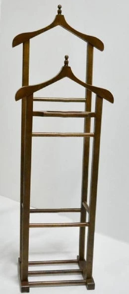 Dilsiz Uşak 12928 Çİft TEPE MODEL Parlak Ceviz Askılık Ahşap Kayın Torna El Yapım