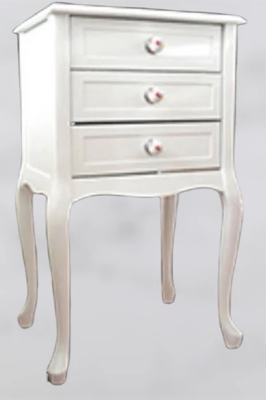 Komodin 12909 3Çekm Parlak lake Beyaz Kayın Aslan Porselen kulp Kutu sevk El Yapı - 3