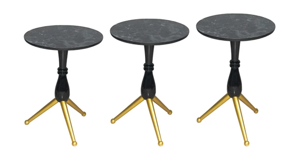 Brc Zigon 12743 Sehpa Çatal Model Ahşap Ayak Gold Renk Siyah Temper Cam El Yapım - 2