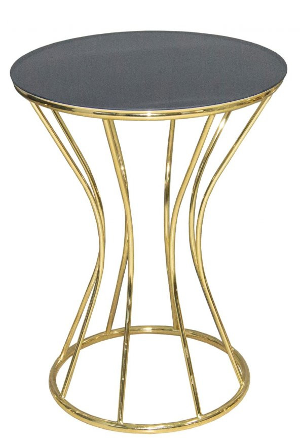 Brc 12729 Kumsaat Fiskos Model Sehpa Model Düz Siyah Temper Cam Gold El Yapım - Resim 3