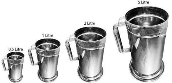 İnox Paslanmaz Litre Kabı Süt Ölçeği - 0.5 Litre