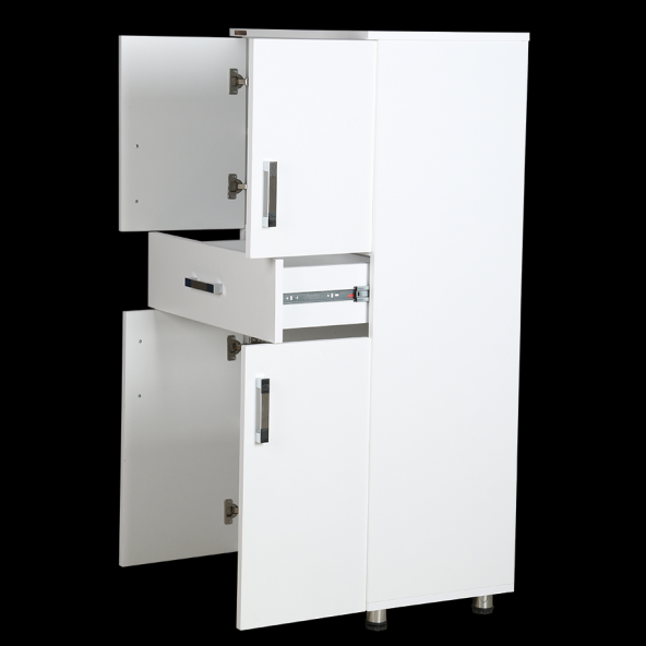 Dolap 12675 ST Çok Amaç 130cm Hard Parlak BEYAZ Suntalem 4Raf 1Çekmec Kutu sevk El Yapı - 3