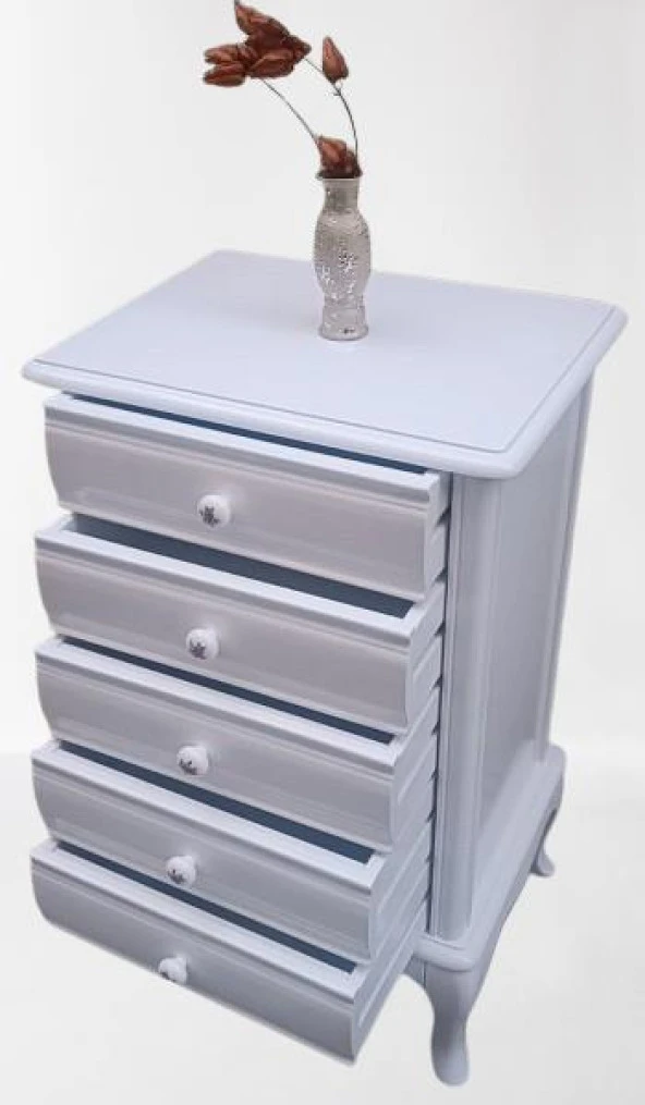 Şifonyer12522 Aslan Model Kayın Klasik Ayak Beyaz Natüre PORSELEN Kulp El yapım - 6