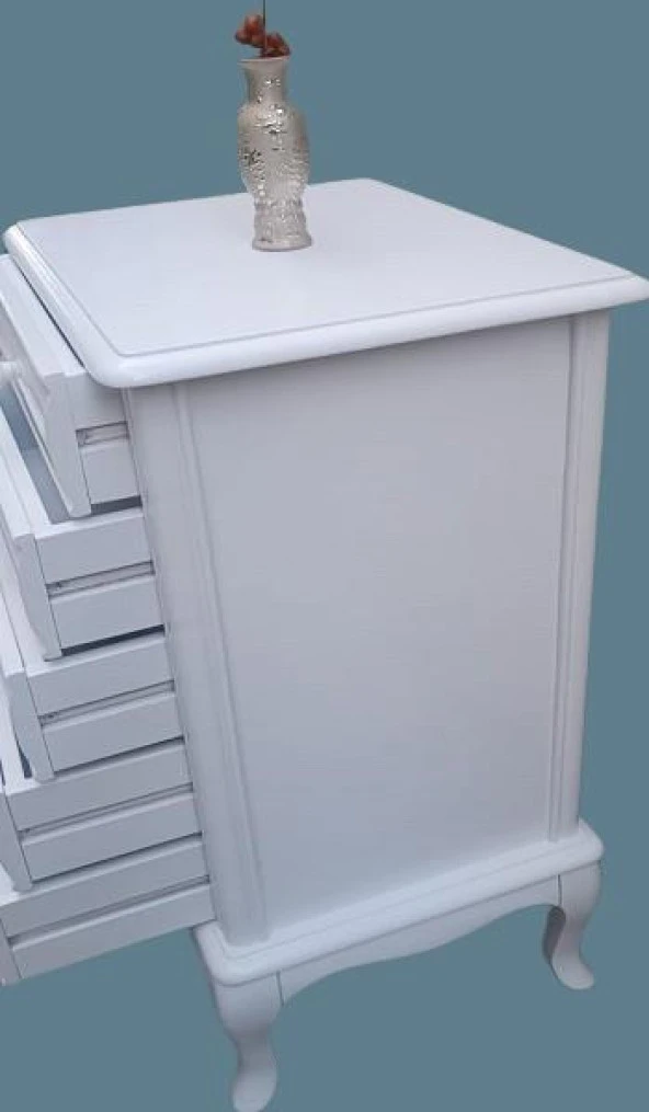 Şifonyer12522 Aslan Model Kayın Klasik Ayak Beyaz Natüre PORSELEN Kulp El yapım - 8