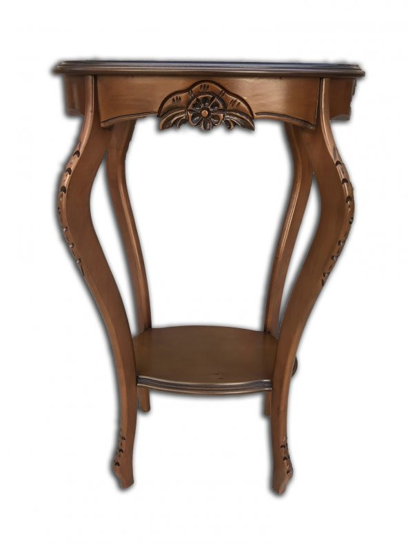 Fiskos Çiçeklik 12568 Oyma OVAL Model  Kayın Ayak Parlak Ceviz MDF tabla El Yapım - 2