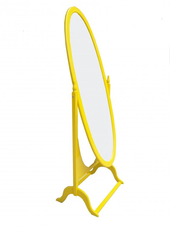 Ayna ayaklı12566 OVAL Boy Kayın MDF Parlak SARI Natüre Klasik Mobilya El yapım - 2