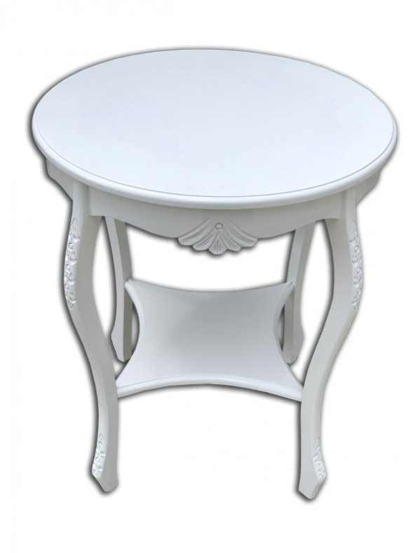 Fiskos 12461 Model Parlak Ahşap Kayın el Oyma ayak Parlak Beyaz MDF tabla El Yapı - 2