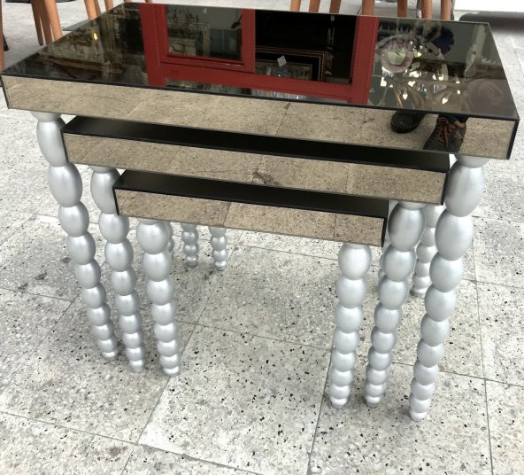 Zigon Sehpa 12459 Elma Model Beyaz Parlak Ayna Kaplama Tabla Ahşap Kayın El Yapım