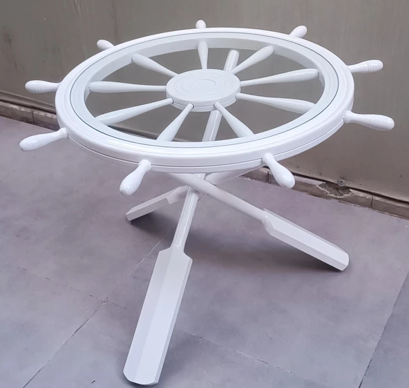 Orta sehpa 12455 Dümen Model Kayın Çapraz X Ayak Parlak Beyaz Lake Boya El Yapım - Resim 9