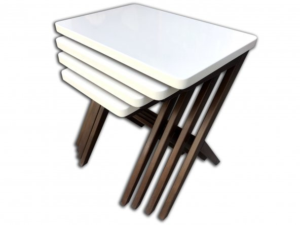 Zigon 12429 ÇAPRAZ AYAK Model Sehpa Kayın BEYAZ-CEVİZ uyum Kutu sevk El Yapım - Resim 3